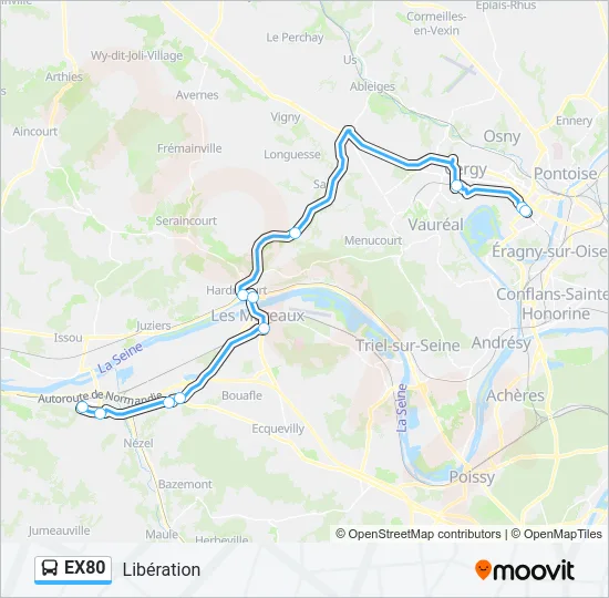 EX80 Bus Line Map
