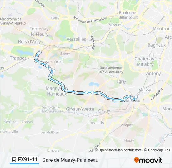 EX91-11 Bus Line Map