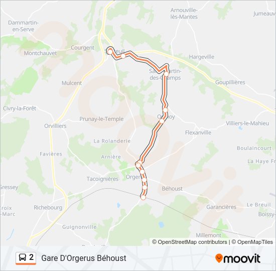 Plan de la ligne 2 de bus