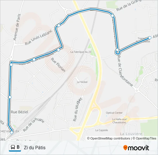 B Bus Line Map