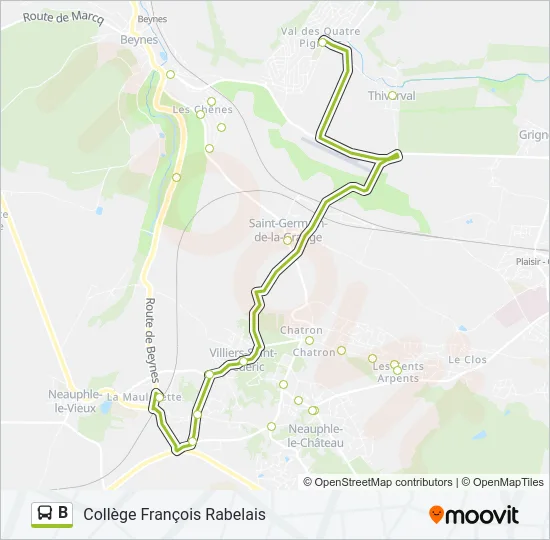 B Bus Line Map