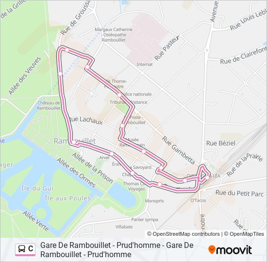 Plan de la ligne C de bus