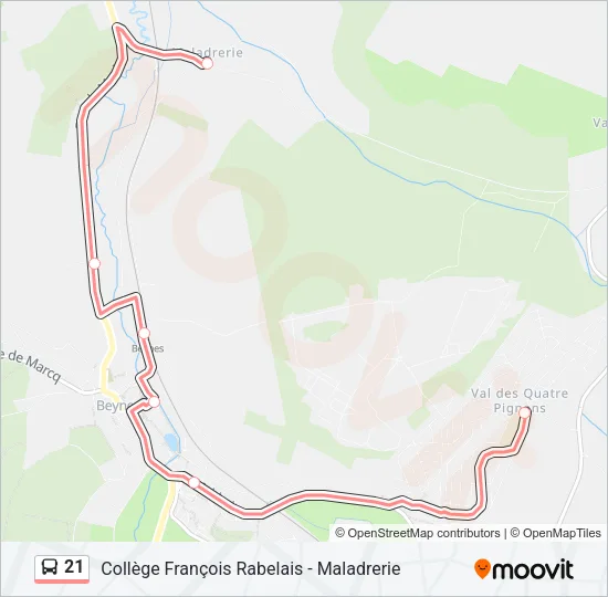 21 Bus Line Map