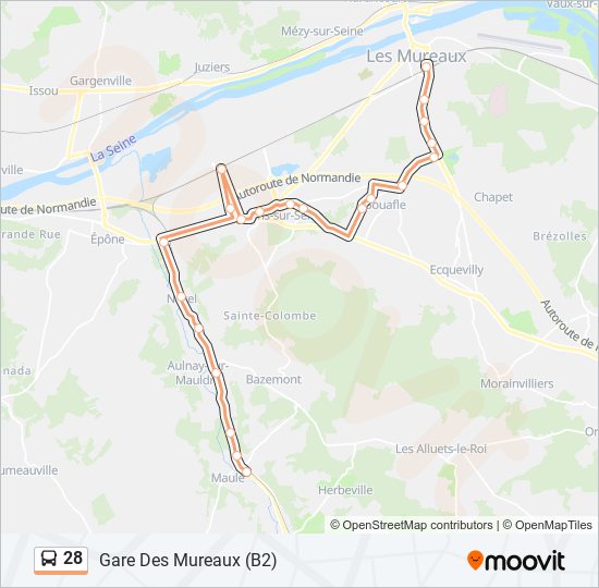 Plan de la ligne 28 de bus