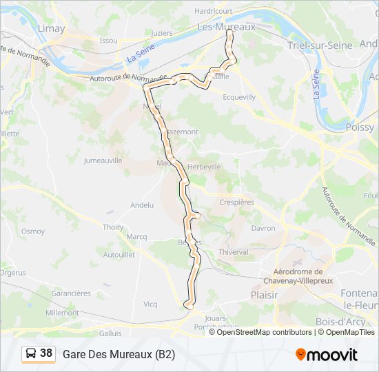 Plan de la ligne 38 de bus