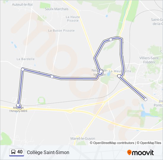 Plan de la ligne 40 de bus