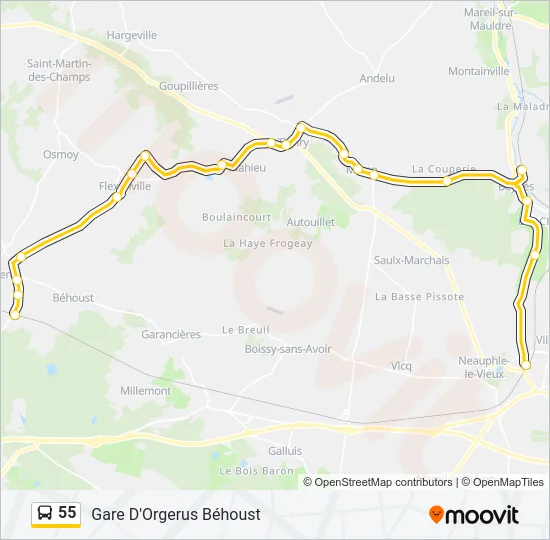 55 Bus Line Map