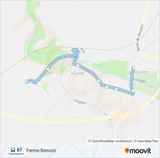 Plan de la ligne 67 de bus