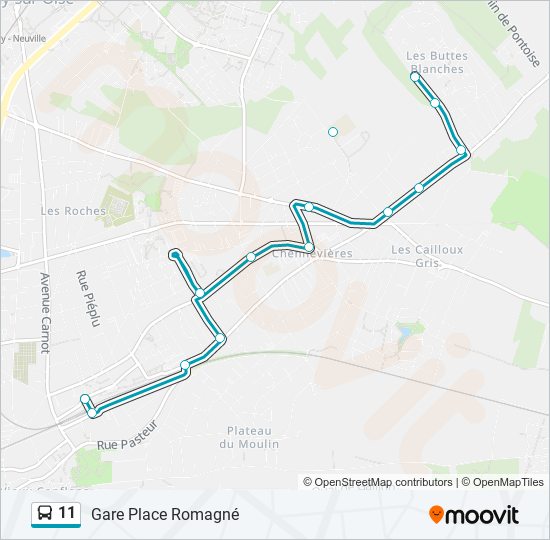 Mapa de 11 de autobús