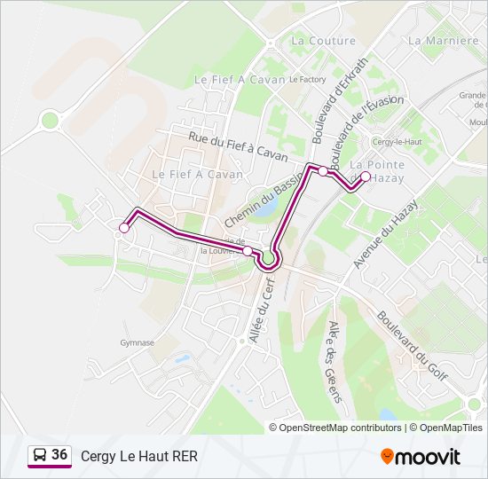 Plan de la ligne 36 de bus