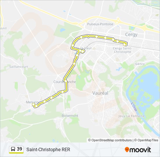 Plan de la ligne 39 de bus