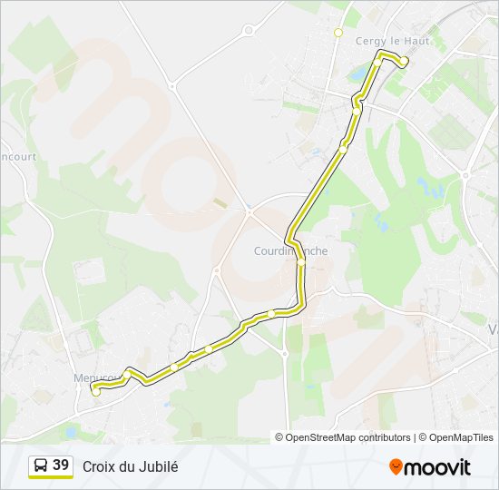 Plan de la ligne 39 de bus