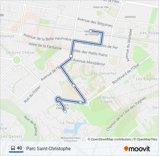 Plan de la ligne 40 de bus