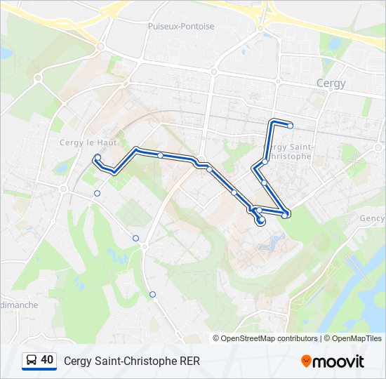 Plan de la ligne 40 de bus