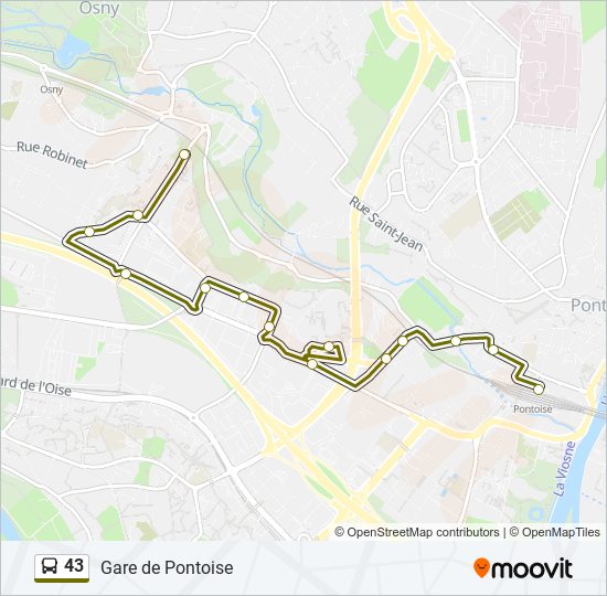 Plan de la ligne 43 de bus