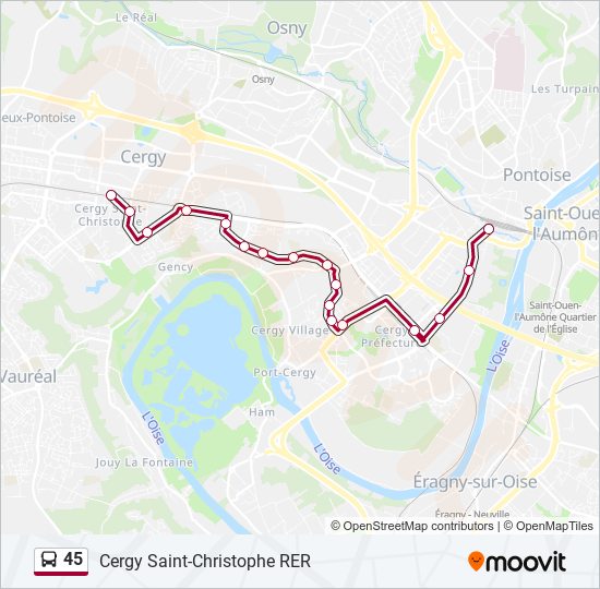 Plan de la ligne 45 de bus