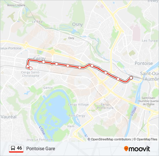 Plan de la ligne 46 de bus