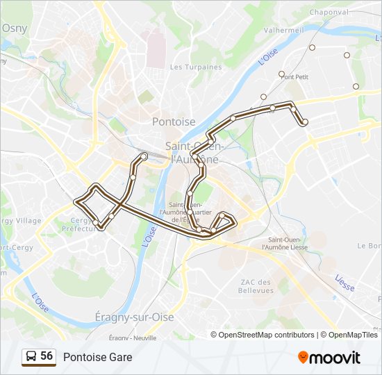 Plan de la ligne 56 de bus