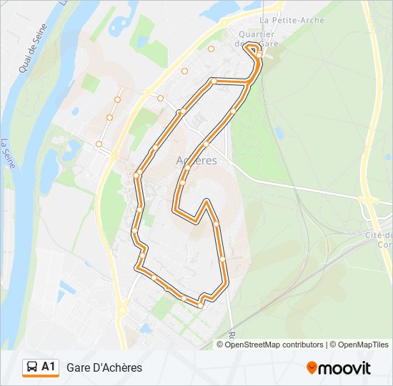 Plan de la ligne A1 de bus