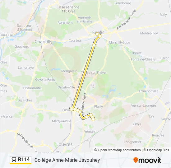 R114 Bus Line Map