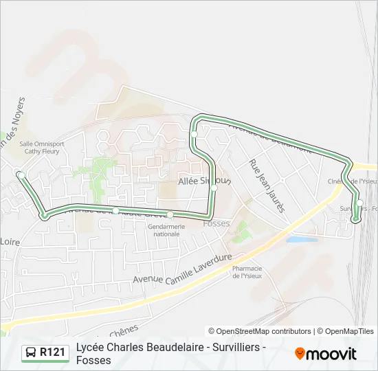 R121 Bus Line Map