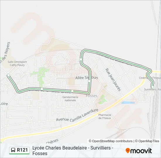 R121 Bus Line Map