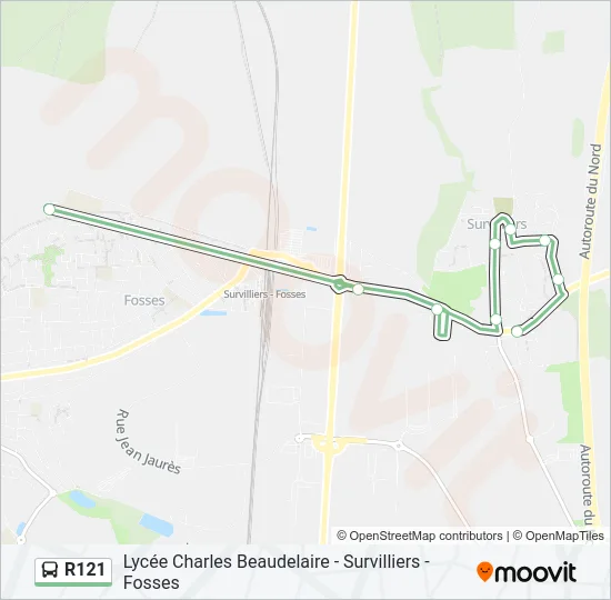 R121 Bus Line Map