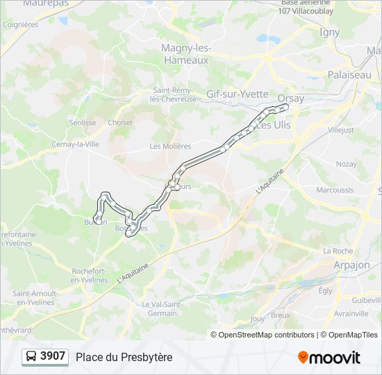 Plan de la ligne 3907 de bus