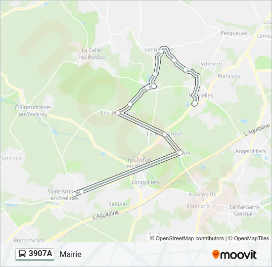 3907A Bus Line Map