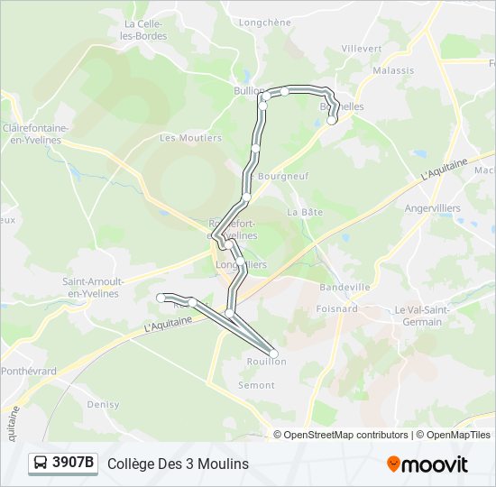 Plan de la ligne 3907B de bus