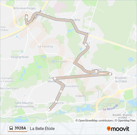 Plan de la ligne 3928A de bus