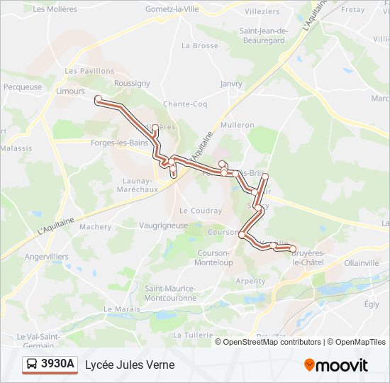 Plan de la ligne 3930A de bus