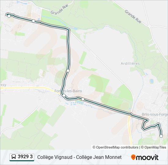 Plan de la ligne 3929 3 de bus