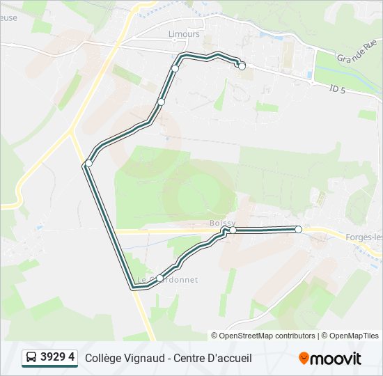 Plan de la ligne 3929 4 de bus