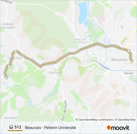 512 Bus Line Map