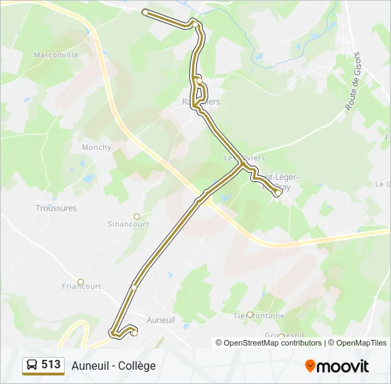 513 Bus Line Map