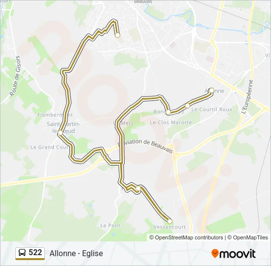 522 Bus Line Map