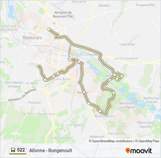 522 bus Line Map