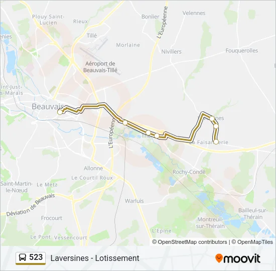 523 Bus Line Map
