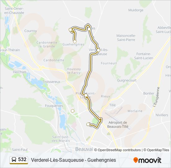 Plan de la ligne 532 de bus