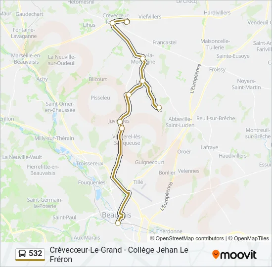 532 Bus Line Map