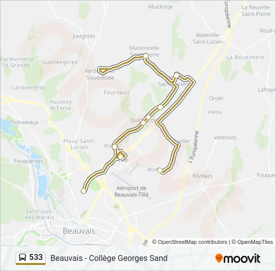 533 Bus Line Map