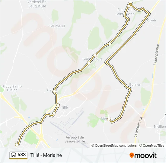 533 Bus Line Map