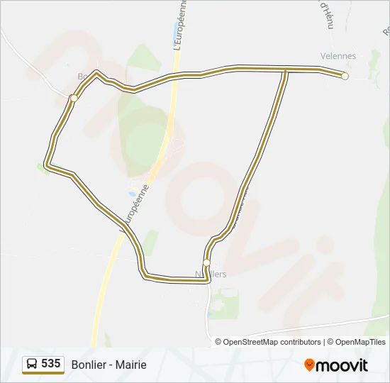 535 Bus Line Map