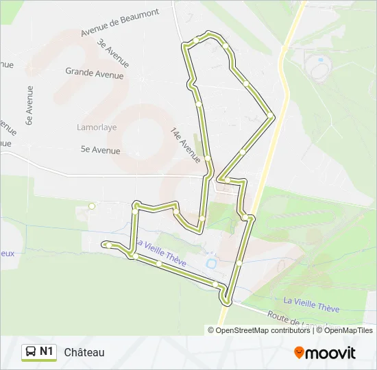 N1 Bus Line Map