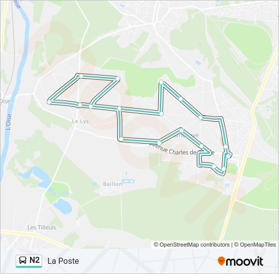 N2 Bus Line Map