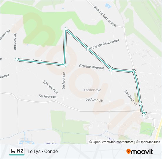 N2 Bus Line Map