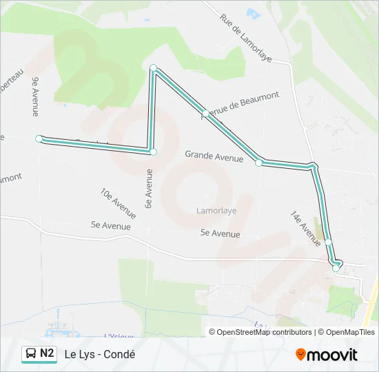 N2 Bus Line Map