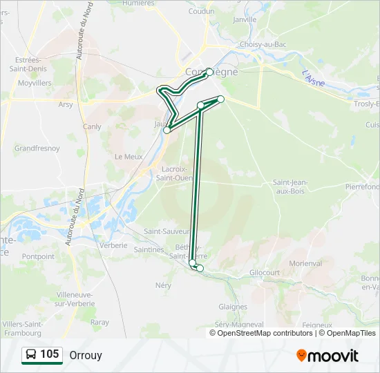 105 Bus Line Map