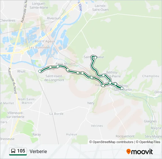 105 Bus Line Map